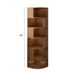 Classic Rubberwood L-Shape Corner Tall Bookcase Brown Image - 26