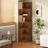 Classic Rubberwood L-Shape Corner Tall Bookcase Brown Image - 28