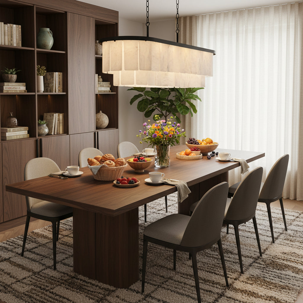 Contemporary Alabaster Oval Marble Chain Island Light Image - 14