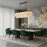 Contemporary Alabaster Oval Marble Chain Island Light Image - 15