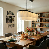 Contemporary Alabaster Oval Marble Chain Island Light Image - 18