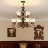 Elegant Antique Bronze 8-Light Vintage Ceiling Chandelier Image - 2