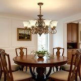 Elegant Antique Bronze 8-Light Vintage Ceiling Chandelier Image - 21