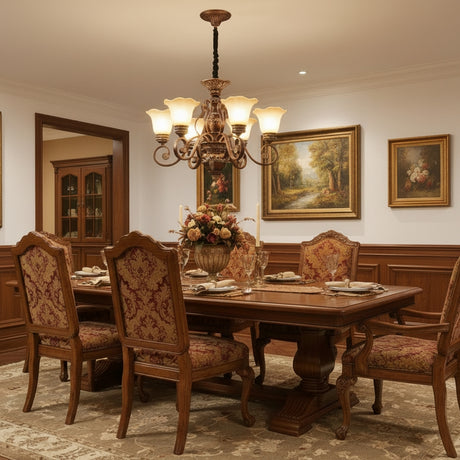 Elegant Antique Bronze 8-Light Vintage Ceiling Chandelier Image - 23