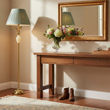 Elegant Green Pleated Shade and Gold Floor Lamp Image - 11