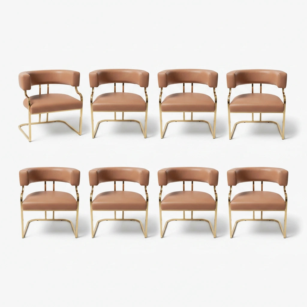 Glam Open Back Faux Leather Upholstered Arm Chair Image - 61