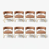 Glam Open Back Faux Leather Upholstered Arm Chair Image - 61