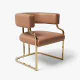 Glam Open Back Faux Leather Upholstered Arm Chair Image - 63
