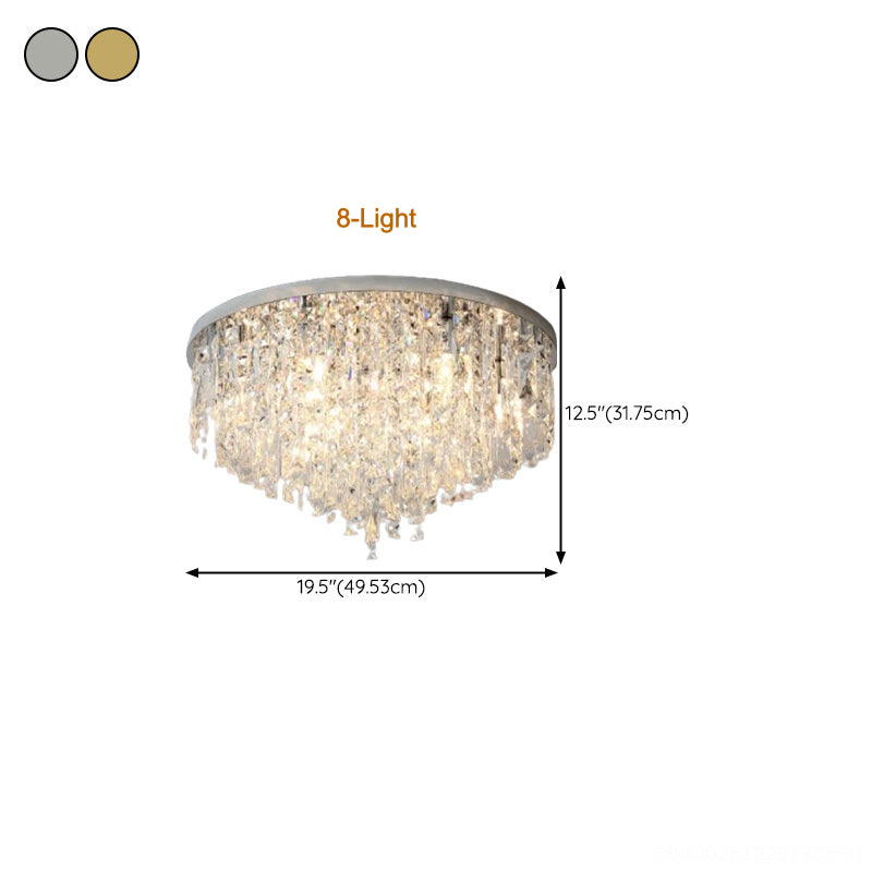 Living Room Gorgeous Crystal Flush Mount Ceiling Light Image - 24
