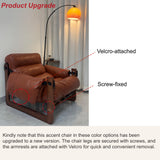 Luxury Leather Loose Back Brown Removable Cushions Accent Chair Image - 14