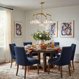 Modern 7-Light  Brass Branch Textured Glass Globe Chandelier Image - 11