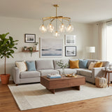 Modern 7-Light  Brass Branch Textured Glass Globe Chandelier Image - 12