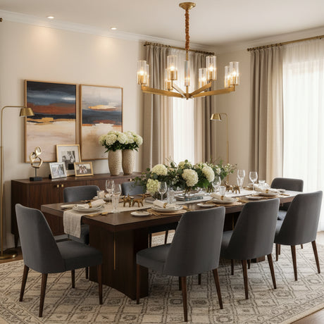 Modern 8-Light Clear Crystal Glass Gold Brass Branch Chandelier Image - 10