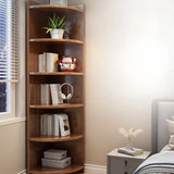 Modern Corner Wooden Vertical Multi-Shelf Bookcase Image - 23