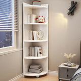 Modern Corner Wooden Vertical Multi-Shelf Bookcase Image - 26