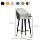 Modern Orange Swivel Leather Upholstered Bucket Bar Stool Image - 21