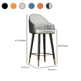 Modern Orange Swivel Leather Upholstered Bucket Bar Stool#size