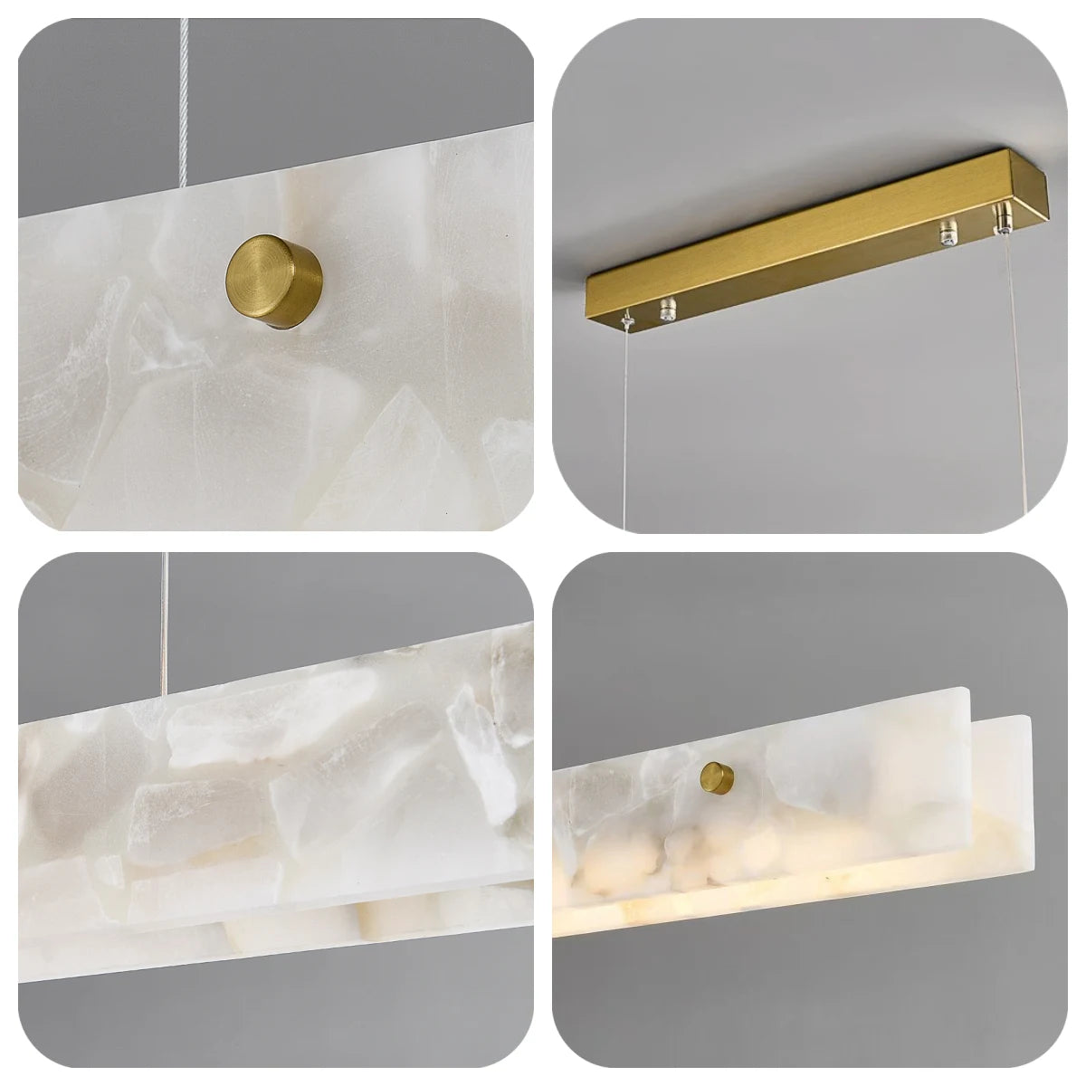 Modern Slim Alabaster Kitchen Island Linear Pendant Light Image - 8