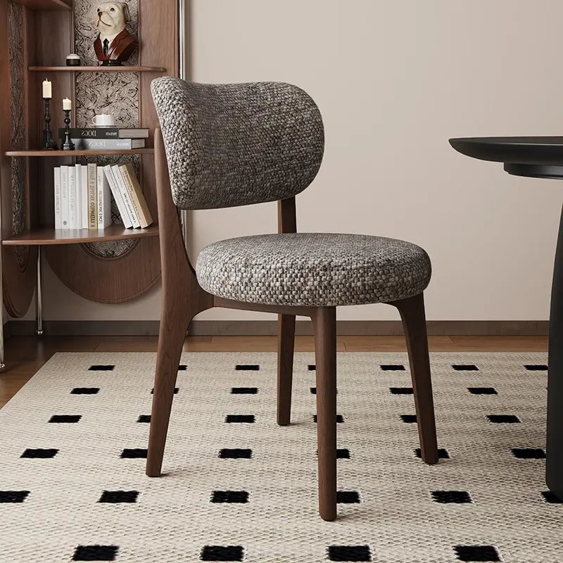 Modern Upholstered Curved Back Armless Wood Dining Chair Image - 19