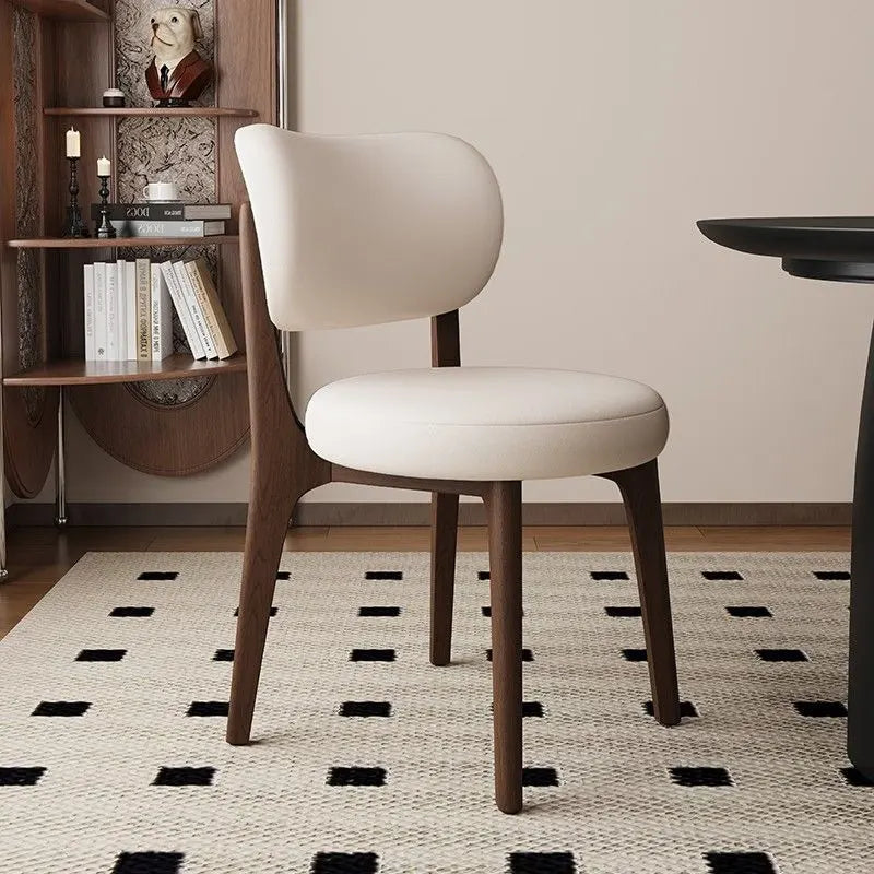 Modern Upholstered Curved Back Armless Wood Dining Chair Image - 21
