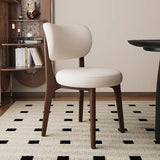 Modern Upholstered Curved Back Armless Wood Dining Chair Image - 21