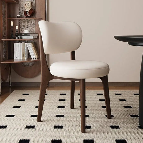 Modern Upholstered Curved Back Armless Wood Dining Chair Image - 21