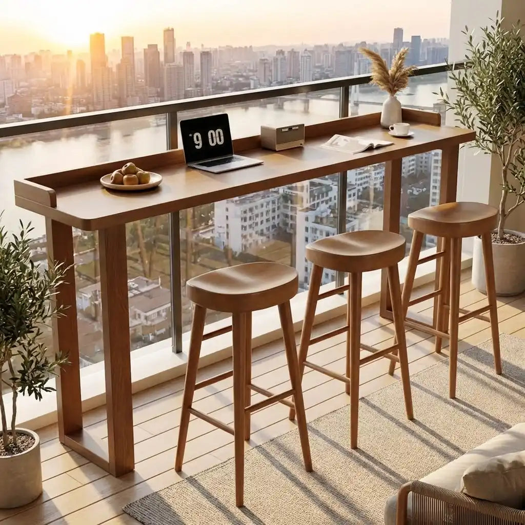 Modern Wooden Bar Table for Home & Office Image - 17