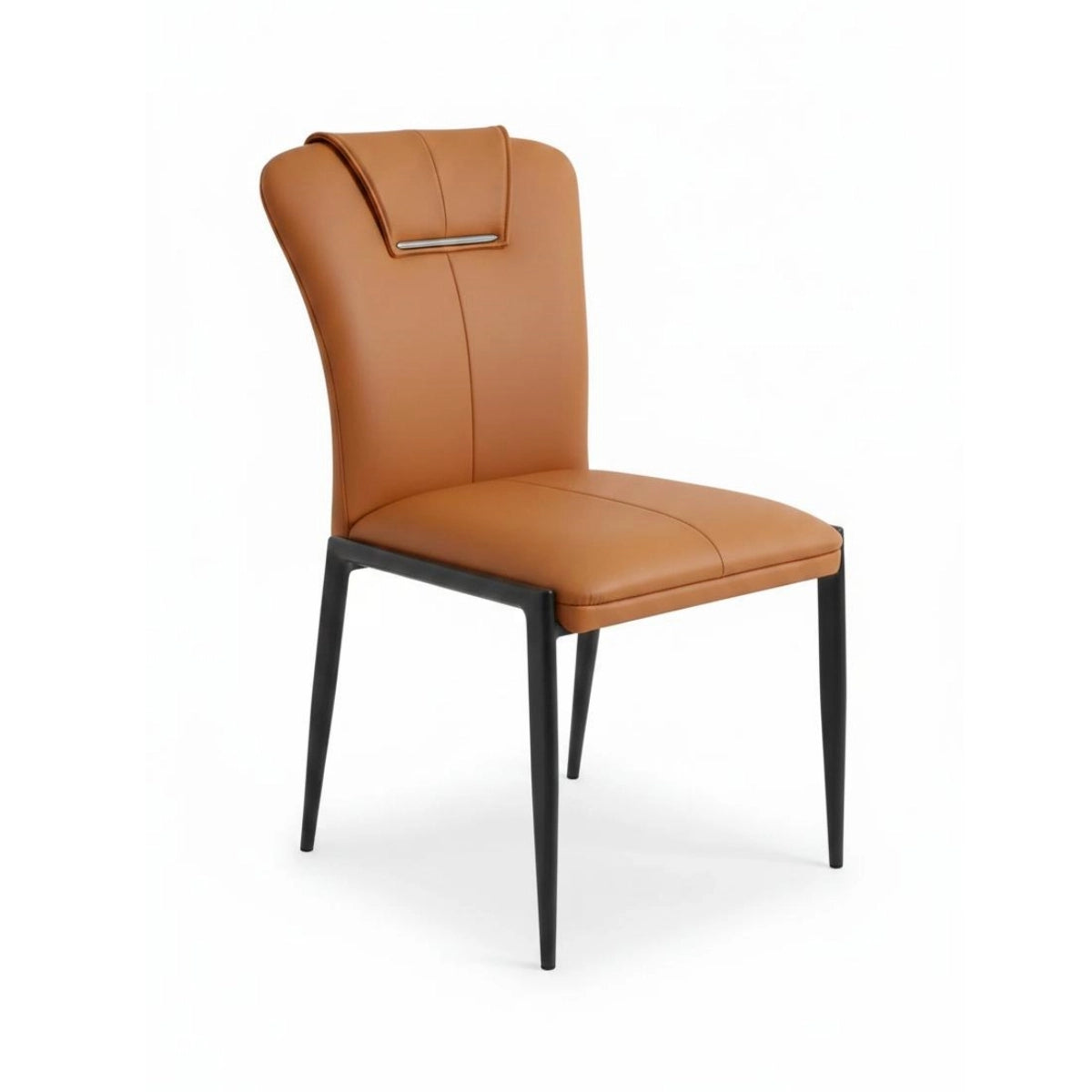 Modish Solid Back Padded Upholstery Leather Dining Chair Image - 14