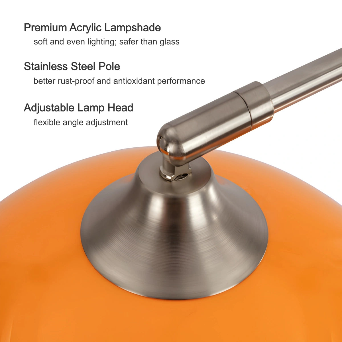 Orange Dome Modern Arched Metal LED Floor Light Image - 13