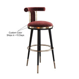 Stainless Steel Frame Round Bar Stool with Curved Back Image - 7