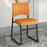 Upholstered Open Low Back Metal Dining Side Chair Image - 27