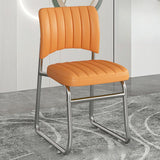 Upholstered Open Low Back Metal Dining Side Chair Image - 7