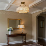 Vintage Circular Alabaster Gold Pendant Light Chandelier Image - 28