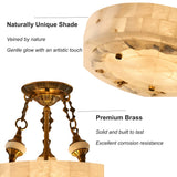 Vintage Circular Alabaster Gold Pendant Light Chandelier Image - 29
