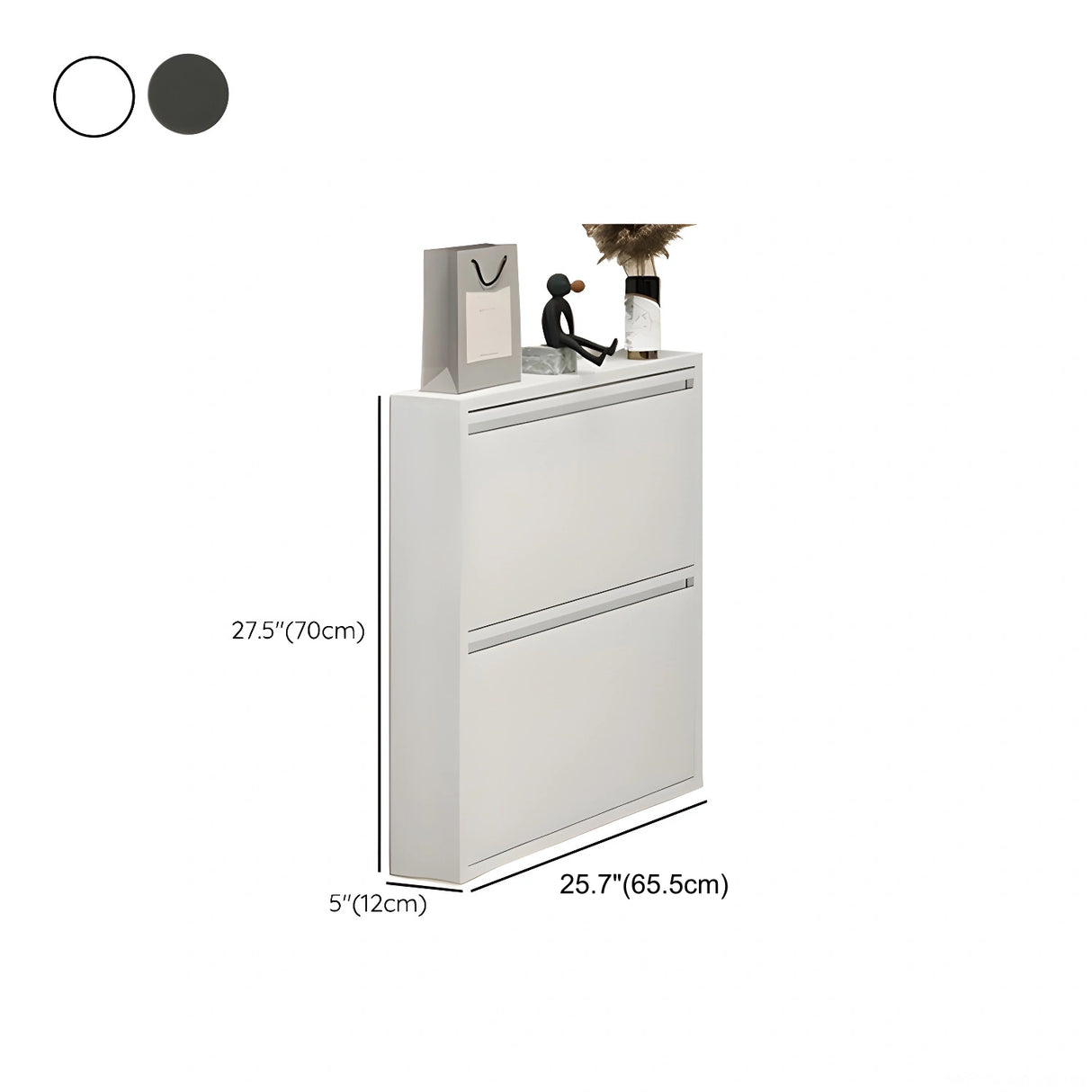 Wall Mounted Wooden Entryway White Drop Front Shoe Storage Image - 45