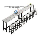 White Rectangular Wood Steel Long Bar Table With Footrest Image - 4