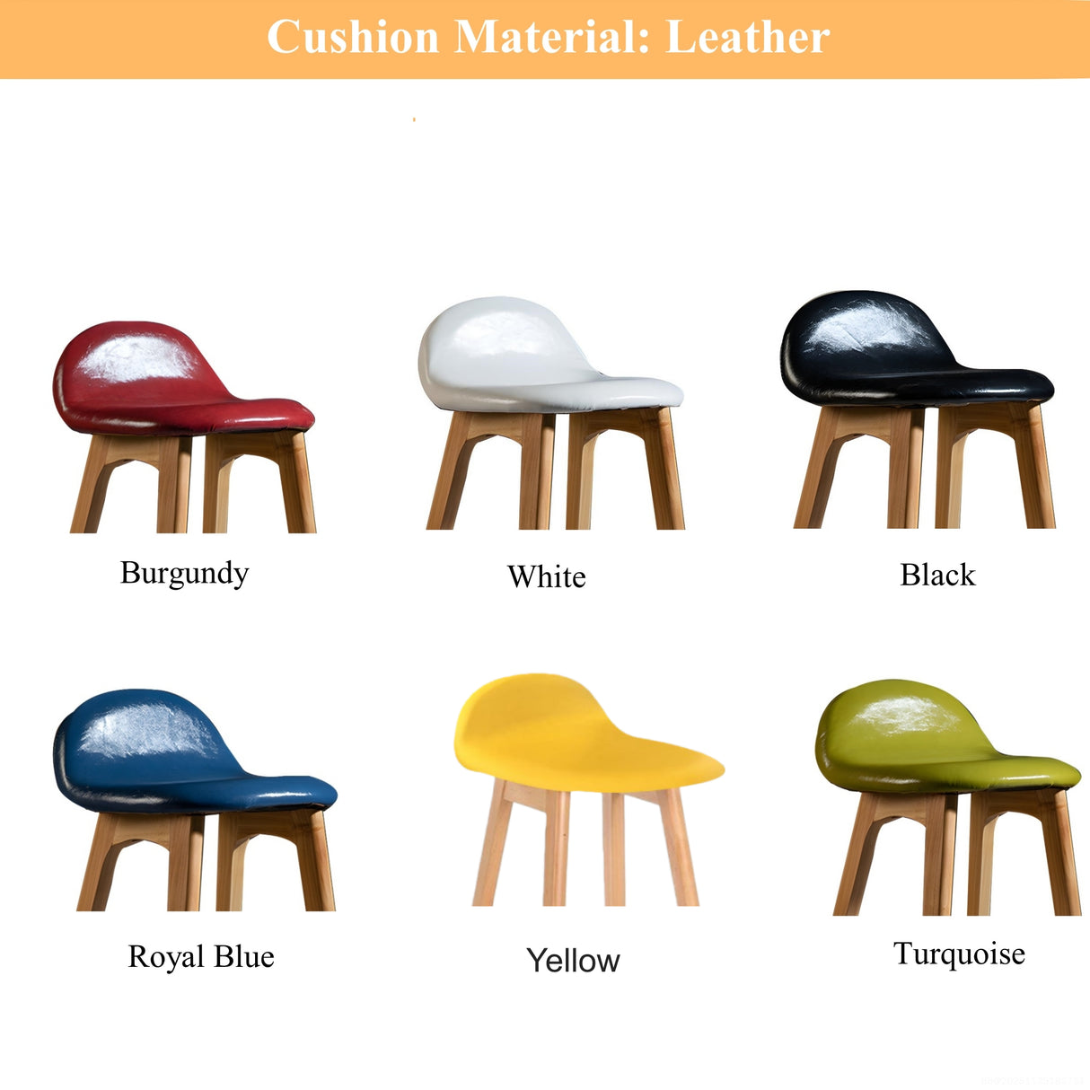 White Upholstered Bucket Seat Wood Bar Stool Image - 3