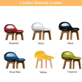 White Upholstered Bucket Seat Wood Bar Stool Image - 3