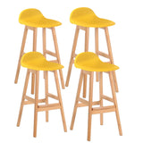 White Upholstered Bucket Seat Wood Bar Stool Image - 38