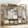 A-Frame Bamboo Tan High Garment Coat Rack with Shelf Image - 16