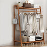 A-Frame Bamboo Tan High Garment Coat Rack with Shelf Image - 2