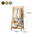 A-Frame Wooden Green Garment Rack with Hooks and Shelves Image - 20