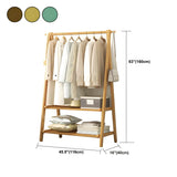 A-Frame Wooden Green Garment Rack with Hooks and Shelves Image - 23