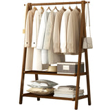A-Frame Wooden Green Garment Rack with Hooks and Shelves Image - 5