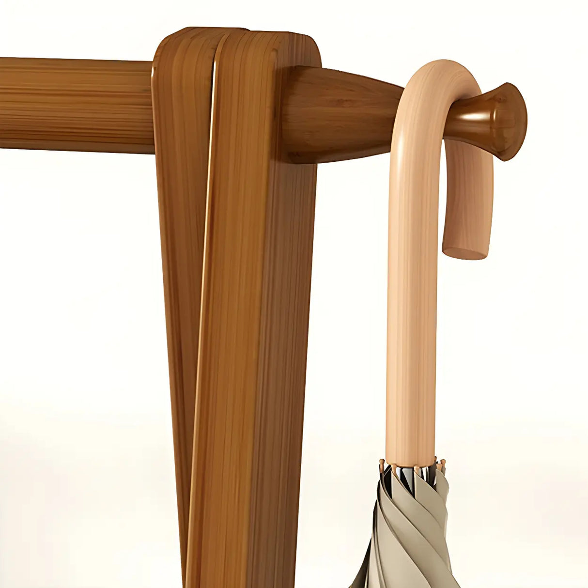A-Frame Wooden Green Garment Rack with Hooks and Shelves Image - 6