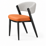 Curved Back Faux Leather Metal Dining Chair