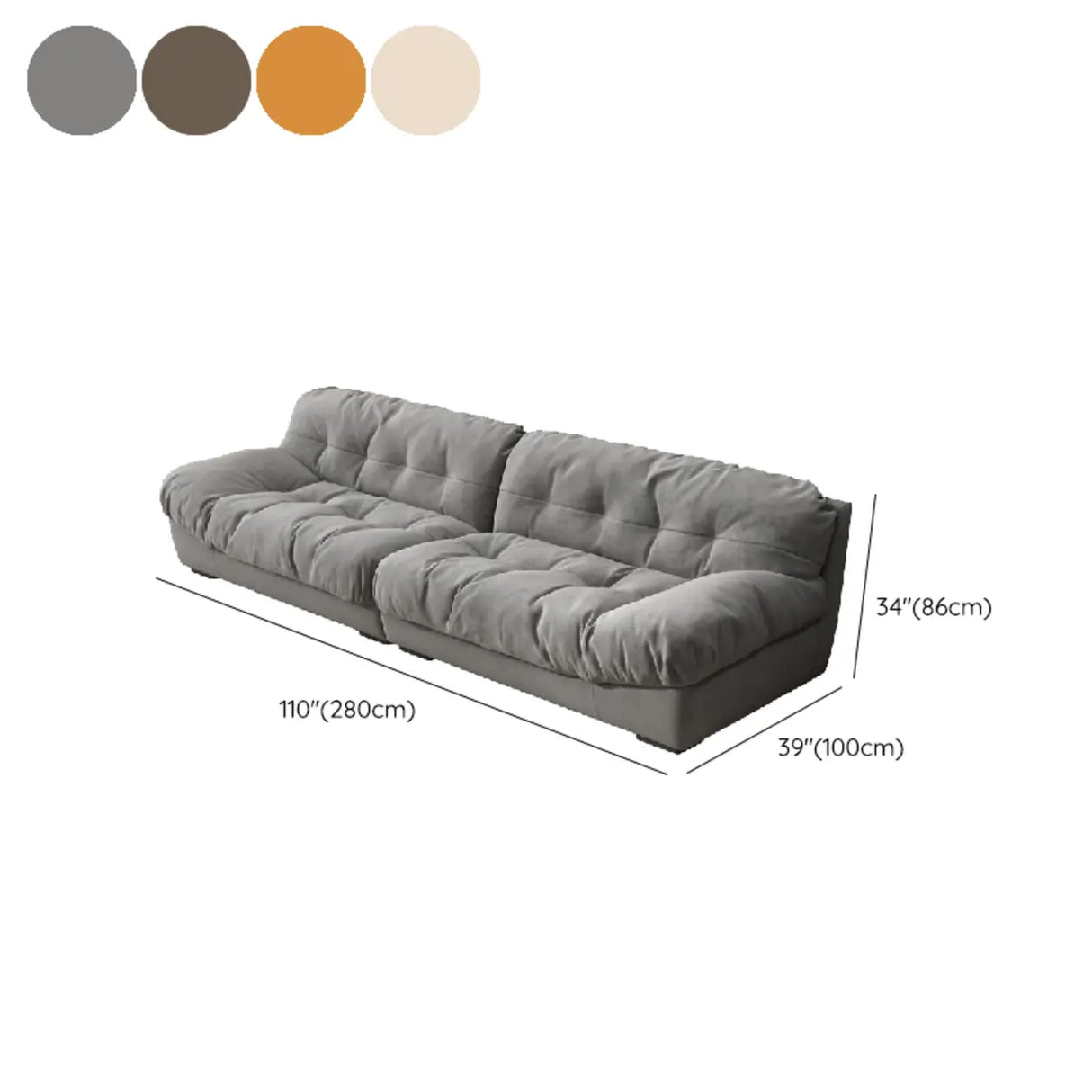 Abrasive Cloth Tufted Back Concealed Support Sofa 