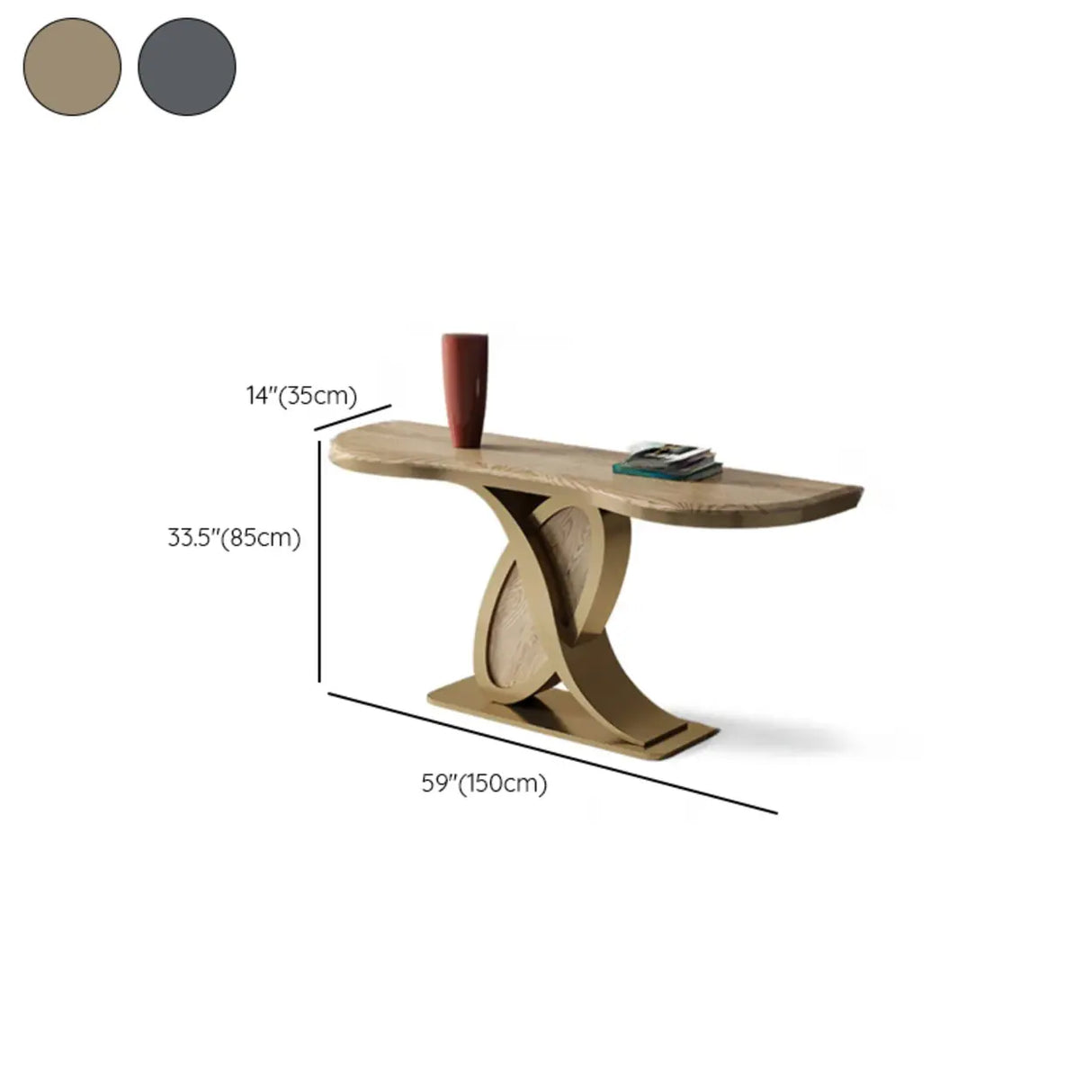Abstract Ash Wood Irregular Oval Decorative Console Table Image - 10