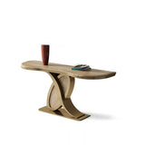 Abstract Ash Wood Irregular Oval Decorative Console Table Image - 2