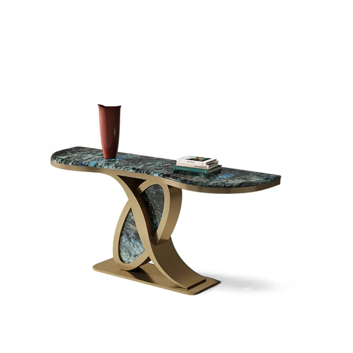 Abstract Ash Wood Irregular Oval Decorative Console Table Image - 3